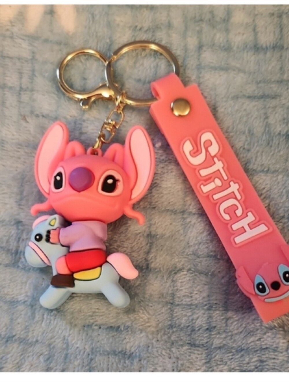 3/$18 Stitch Keychain with Pink Strap